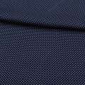 Коттон стрейч синий темный в мелкий белый горох, ш.138
