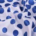 Котон стрейч білий в блакитний горох раппорт ш.146