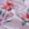 Коттон сатин молочный в розово-зеленые тюльпаны ш.141