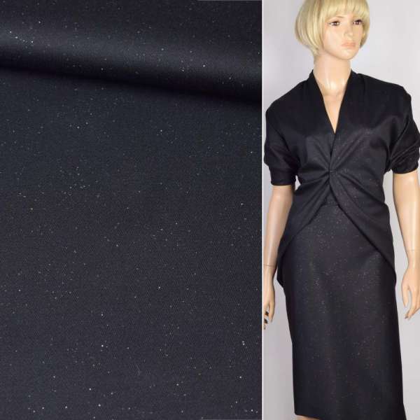 Котон стрейч синій темний з напиленням, ш.150