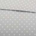 Коттон стрейч серый в белый горох ш.140