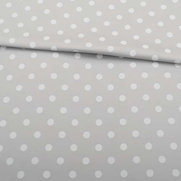 Коттон стрейч серый в белый горох ш.140