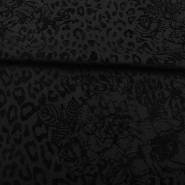 Коттон стрейч чорний з флоком леопард ш.160