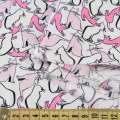 Коттон белый, розовые кошки, ш.140