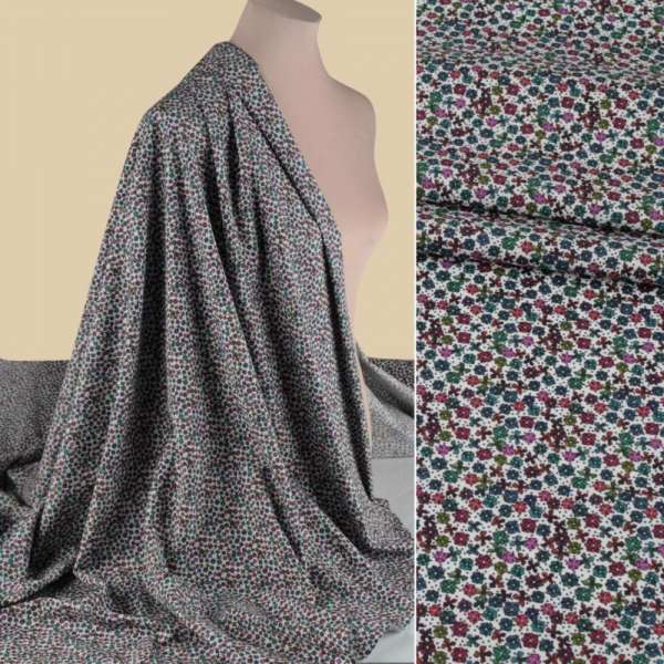 Коттон белый, разноцветные мелкие цветы, ш.150