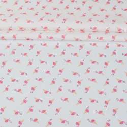 Коттон белый, розовые фламинго ш.151