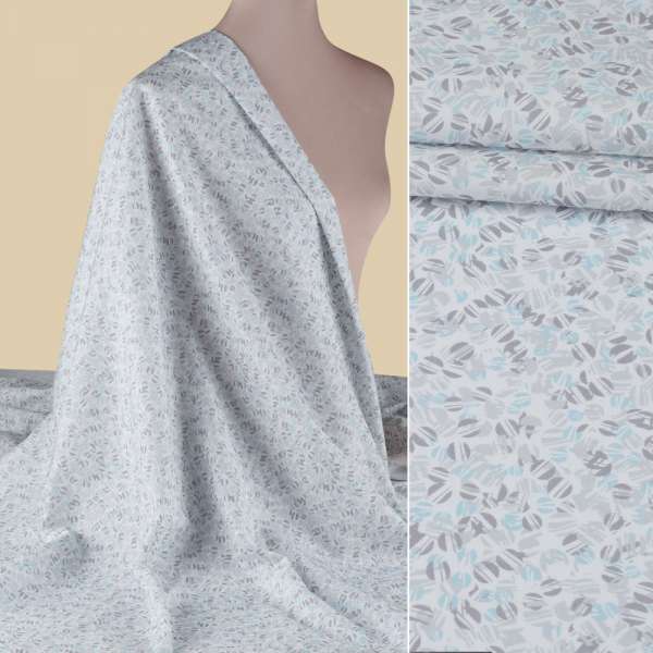 Коттон белый, серые, голубые круги, ш.152