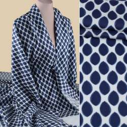 Коттон белый, синие овалы, ш.148