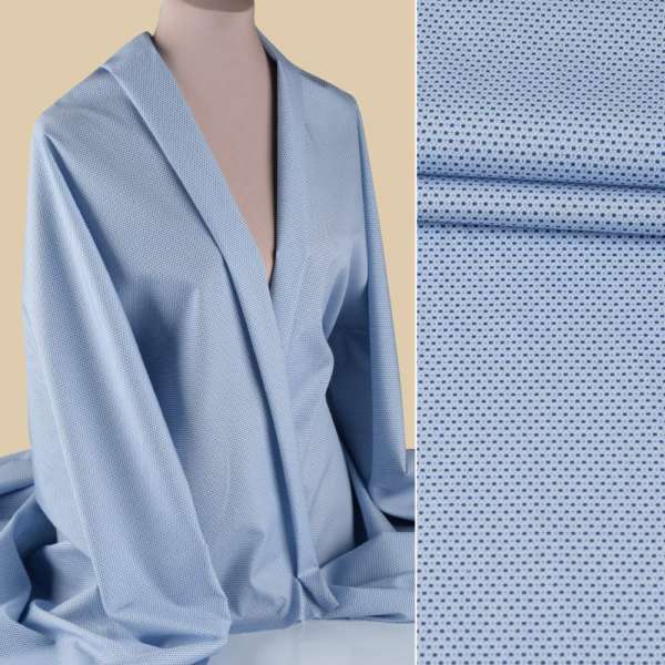 Коттон голубой в мелкий синий узор ш.152