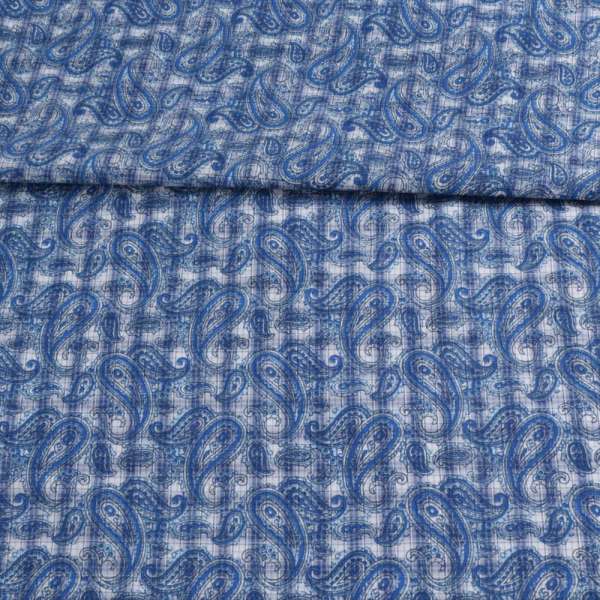 Котон білий в синю клітину і огірки ш.150