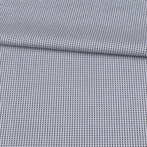 Коттон жаккардовый белый в серые квадратики ш.150