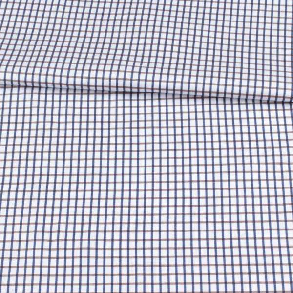 Котон білий в коричнево-синю клітину ш.150