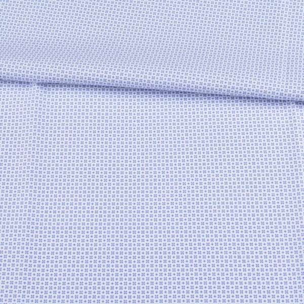 Котон білий в невеликий блакитний візерунок ш.150