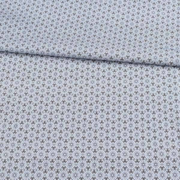 Котон білий в невеликий блакитний, сірий квітка ш.153