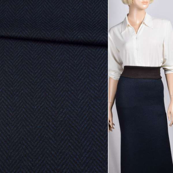 Трикотаж двошаровий ARMANI ялинка чорно-синій, ш.130