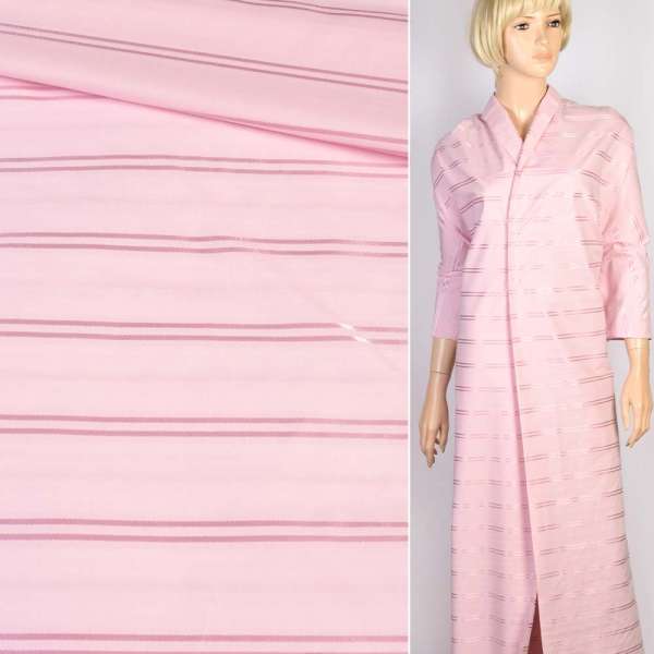 Котон сорочковий з смужкою атласною, рожевий, ш.145