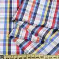 Коттон рубашечный в клетку сине-желто-красно-голубую, белый, ш.156