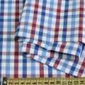 Коттон рубашечный в клетку бордово-сине-бело-голубую, ш.152