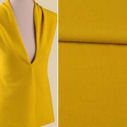 Трикотаж костюмний з шерстю в структурну ялинку жовтий каррі ш.148