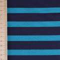 Трикотаж французький віскозний в бірюзову і темно-синю смугу ш.148