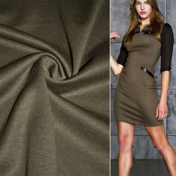 Трикотаж французький костюмний болотный ш.150