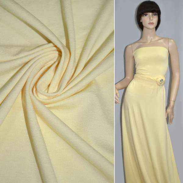 Трикотаж віскозний стрейч блідо-жовтий однотонний ш.147