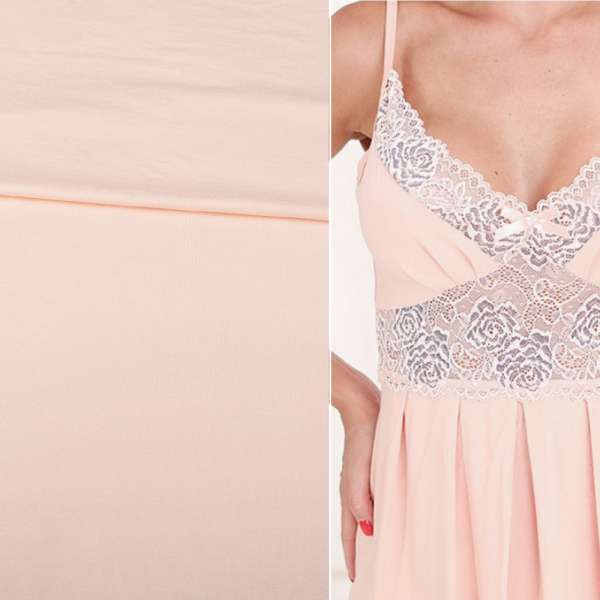 Трикотаж вискозный стрейч персиковый молочный ш.150