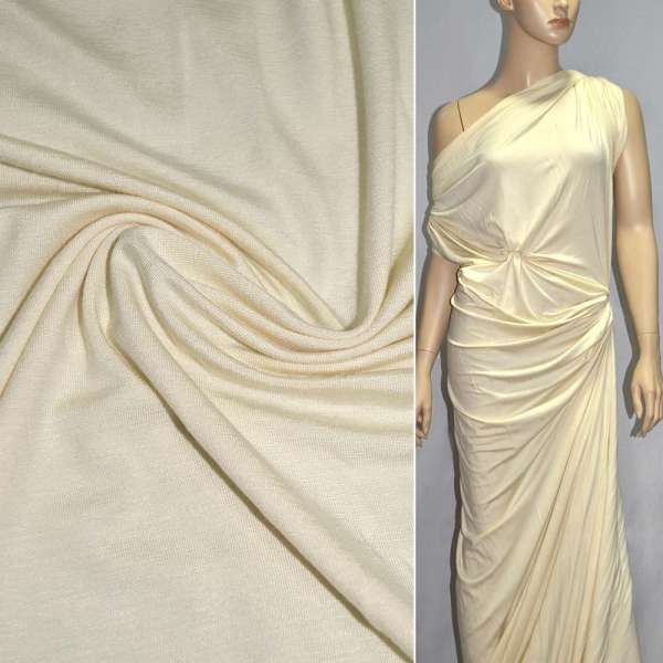 Трикотаж вискозный стрейч бежевый светлый ш.150