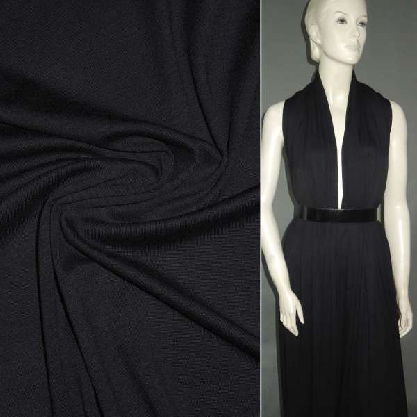 Трикотаж віскозний стрейч чорний ш.150