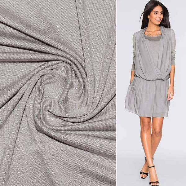 Трикотаж вискозный стрейч серый светлыйш.155