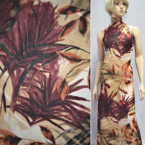 Трикотаж стрейч песочный с абстрактным рисунком ш.155