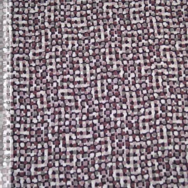 Трикотаж з віскозою стрейч коричневий світлий в дрібні рожево-коричневі квадрати ш.146