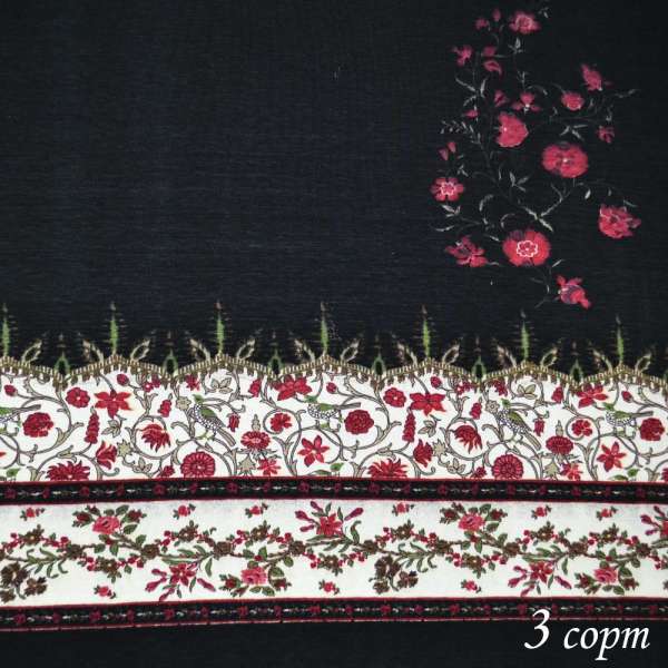 Трикотаж вискозный стрейч черный раппорт ш.151