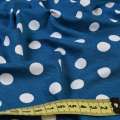 Трикотаж вискозный стрейч синий в белый горох, ш.150