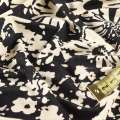 Трикотаж вискозный стрейч черный с белыми ромашками ш.149
