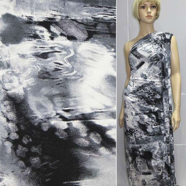 Трикотаж віскозний стрейч сіро-чорний краплі ш.157