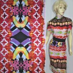 Трикотаж вискозный стрейч черный с красными цветами ш.150