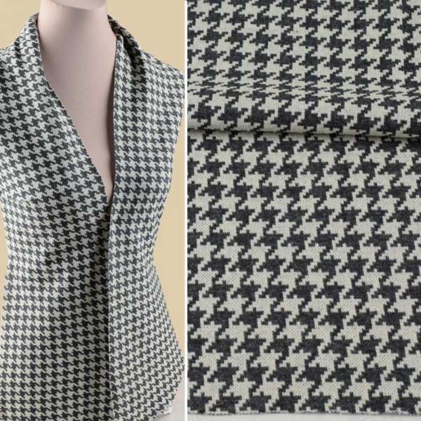 Трикотаж костюмний GERRY WEBER гусяча лапка сіро-молочна ш.155