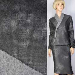 Трикотаж с шерстью двухсторонний BECKER серый/серый в клетку, ш.152