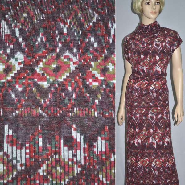 Трикотаж с мохером бордовый темный калейдоскоп ш.143