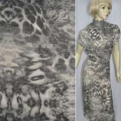 Трикотаж с шерстью бежево-серый принт леопард ш.145
