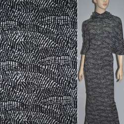 Трикотаж шерстяной черный с белыми штрихами ш.150