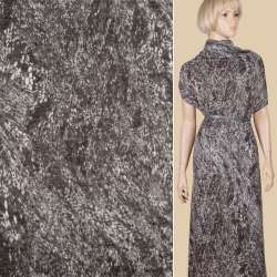 Трикотаж с мохером коричнево-серый с молочными пятнами ш.143