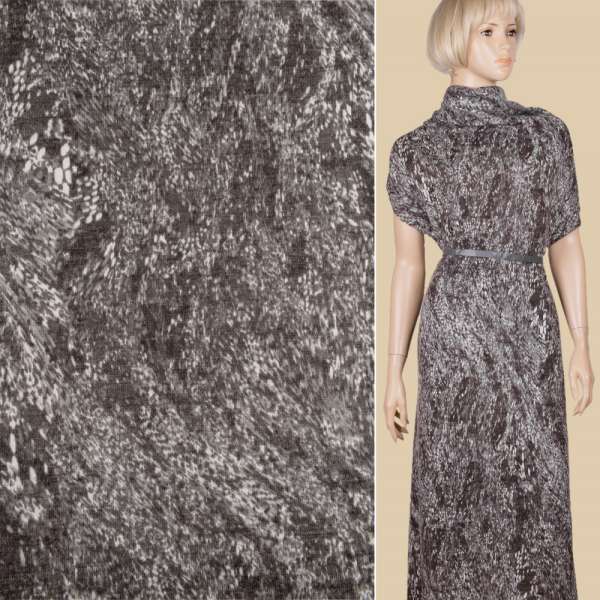 Трикотаж с мохером коричнево-серый с молочными пятнами ш.143