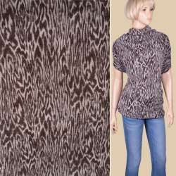 Трикотаж с мохером коричнево-молочный с разводами ш.143