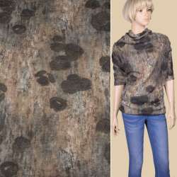 Трикотаж с мохером болотно-серый с коричневыми пятнами ш.143