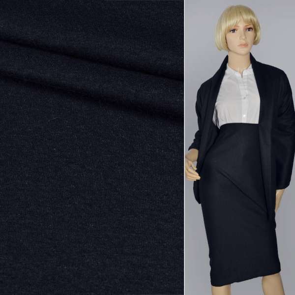 Трикотаж костюмний шерстяний "Kochwolle uni" темно-синій ш.145