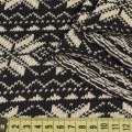 Трикотаж в'язаний з бавовною чорний з молочним жакардовим візерунком, ш.160