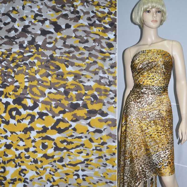 Шелк молочный в желто-коричневый "леопард" ш.138