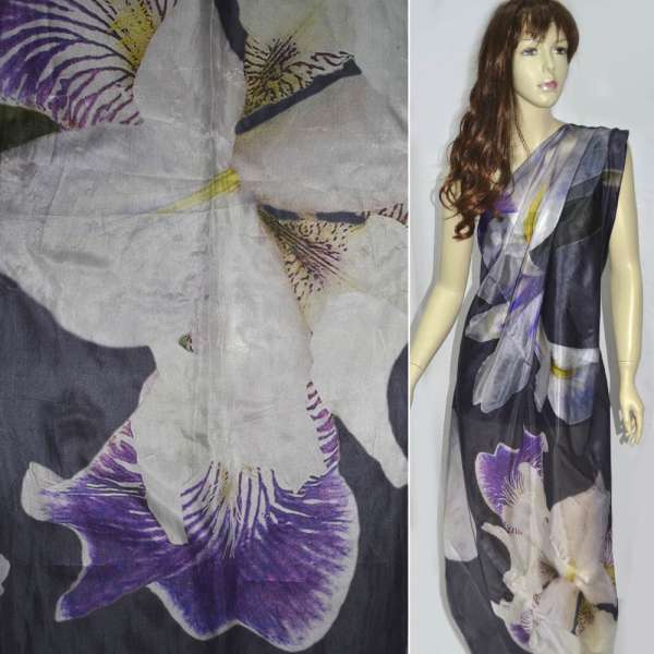 Шовк фіолетовий темний з ірисами ш.138